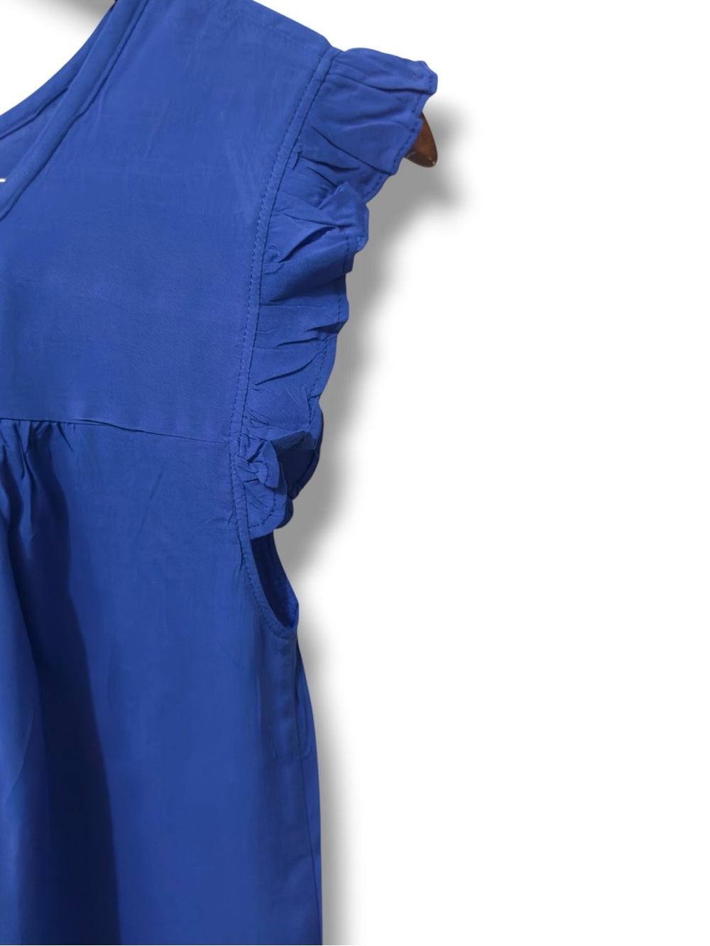 Forever 21 | NWOT Cobalt Blue Ruffle Sleeve Swing w Pockets Midi Dress (size S) - Picture 5 of 13